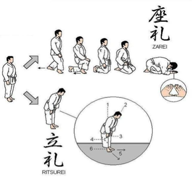 tipos de saludo en el judo (rei)
saludo en pie es ritsu-rei
saludo en suelo es za_rei